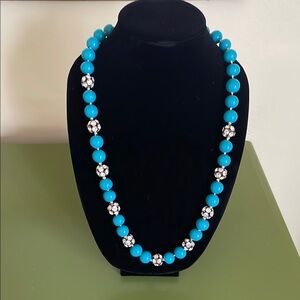 J. Crew Elegant Blue and Crystal Beaded Necklace